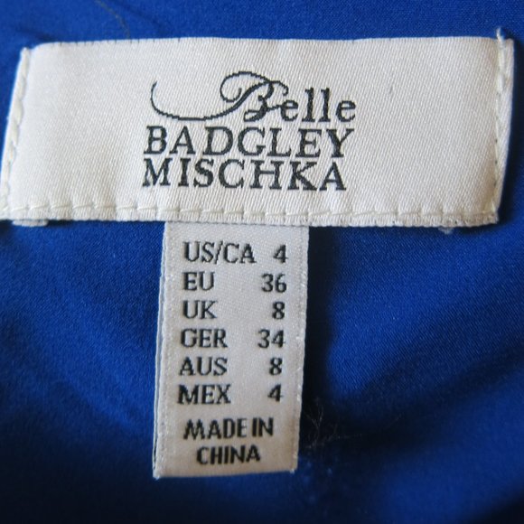 Badgley Mischka Belle Blue Full Zip Long Sleeve Hi Low Shift Dress - Size 4 - Picture 4 of 5